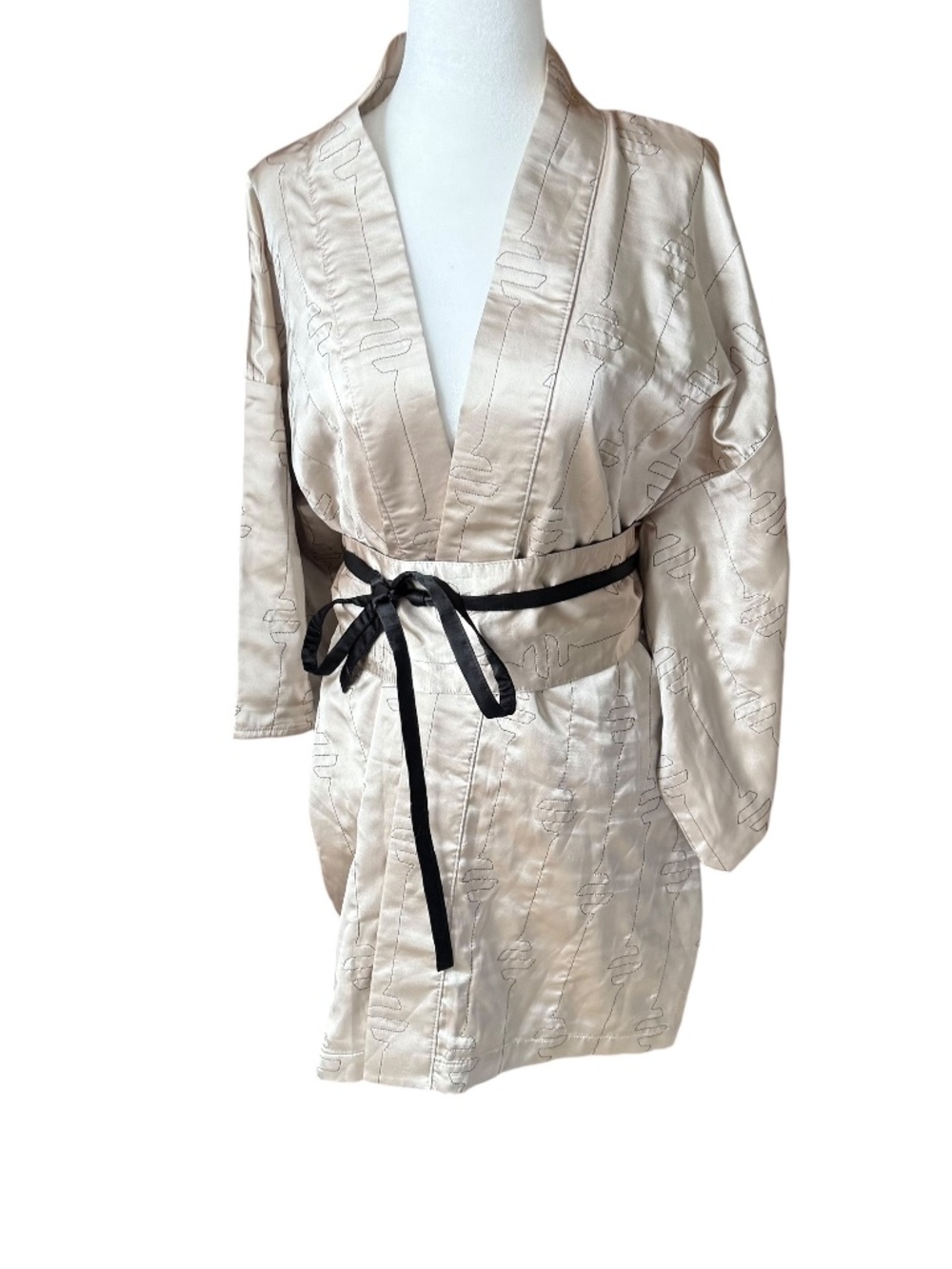 NWT Vintage Victoria Secret Kimono style Robe belted embroidered 90s 00s OS - Picture 1 of 15